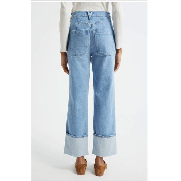 New $320 Veronica Beard Dylan Cuffed High Waist Relaxed Straight Leg Jeans Sz 29 - Picture 2 of 7